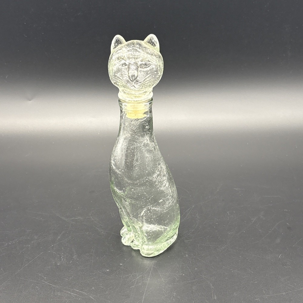 Vintage 1960s Italian Glass Cat Decanter - Vetreria Etrusca MCM